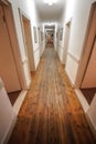 Corridor hallway at budget hostel holiday accommodation