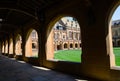 Corridor of heritage building at Sydney University, the image showing beautiful lights and its shadow. Royalty Free Stock Photo