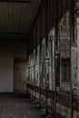 The corridor interior of ancient Thai style house from teak wood. Architecture of old wooden building of the historical nonthaburi Royalty Free Stock Photo