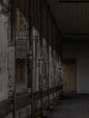 The corridor interior of ancient Thai style house from teak wood. Architecture of old wooden building of the historical nonthaburi Royalty Free Stock Photo