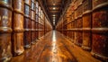 Corridor of Knowledge in an Ancient Library Royalty Free Stock Photo