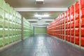 Corridor with lockers in school building Royalty Free Stock Photo