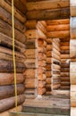 corridor in a log house under construction Royalty Free Stock Photo