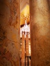 Marble pillars and crystal chandelier