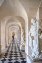 Corridor with marble statues in Chateau Versailles Royalty Free Stock Photo