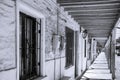 Corridor of the mining pavilions of Lota. Chili. Royalty Free Stock Photo