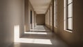Corridor with a modern minimalist design featuring beige walls and a Royalty Free Stock Photo