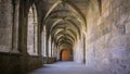 Corridor of the monastery of the Armenteira in Galicia, Spain