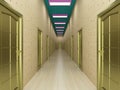 Corridor with a number of doors. Royalty Free Stock Photo