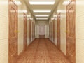 Corridor with a number of doors. Royalty Free Stock Photo