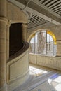 Corridor of a old house with bay windows in the shape of arches Royalty Free Stock Photo