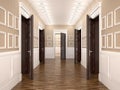 Corridor with open doors. 3d illustration