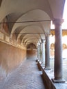 Corridor with paintings of the church of San Onofrio in Gianicolo to Rome in Italy.