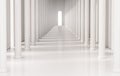 Corridor with roman pillars and bright light at the exit, 3d rendered Royalty Free Stock Photo