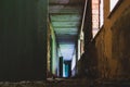 Corridor in the ruined building. abandoned house