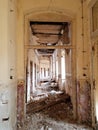 Corridor in a ruined building Royalty Free Stock Photo