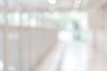 Corridor in school or office building blur background with blurry interior view empty hall way, glass curtain wall and floor Royalty Free Stock Photo
