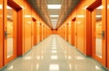 Corridor of self storage unit with yellow doors. Rental Storage Units Royalty Free Stock Photo