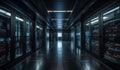 Corridor with servers technology computing, big database server, data center concept, modern server technologies, data transfer Royalty Free Stock Photo