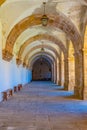 Corridor surrounding inner courtyard at the monastery of Santa Clara a Nova at Coimbra, Portugal