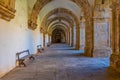 Corridor surrounding inner courtyard at the monastery of Santa Clara a Nova at Coimbra, Portugal