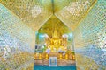 The corridor to prayer hall of Kuthodaw Pagoda in Mandalay, Myanmar