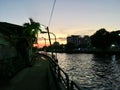 Corridor walking side Khlong Saen Saeb on night time