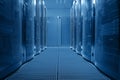 Operational server racks. Modern high-tech telecommunications database super computer in a room Royalty Free Stock Photo