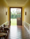 Corridor with yellow wall to door vintage style Royalty Free Stock Photo