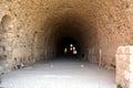 Corridors of Al Karak Castle in Jordan with embrasures Royalty Free Stock Photo