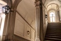 Corridors, arches and marble staircase of the Palace-Convent of Mafra