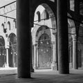 Corridors of historic Mosque of Sultan al Nasir Muhammad Ibn Qalawun, Citadel of Cairo, Egypt Royalty Free Stock Photo