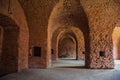 Corridors of the old fortification structure of red brick Royalty Free Stock Photo