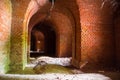 Corridors of the old fortification structure of red brick Royalty Free Stock Photo