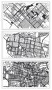 Corrientes, Cordoba and Bahia Blanca Argentina City Map Set in Black and White Color