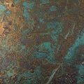 Corroded copper surface displaying intricate patterns in shades of turquoise and Royalty Free Stock Photo
