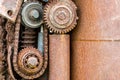 Corroded gear wheels and other parts of old machine Royalty Free Stock Photo