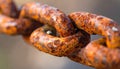 Corroded Iron Chain with Textured Rust Royalty Free Stock Photo