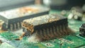 Corroded Microchip on a Circuit Board Royalty Free Stock Photo