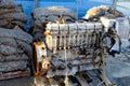 Corroded Old Lister diesel Boat Engine in ShipYard