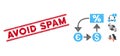 Scratched Avoid Spam Line Seal and Mosaic Currency Cashflow Icon