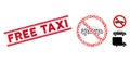 Grunge Free Taxi Line Stamp with Collage No Pickup Icon