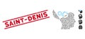 Distress Saint-Denis Line Seal and Mosaic Open Mind Gears Icon