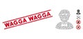 Grunge Wagga Line Seal with Mosaic Vampire Icon Royalty Free Stock Photo