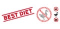 Textured Best Diet Line Stamp and Mosaic No Duck Icon