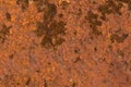 Corroded rusty texture of metal. Scratched and spotted rusty metal background Royalty Free Stock Photo