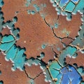 Corroded surface with green and blue oxidization Royalty Free Stock Photo