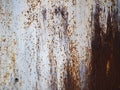 Corroded white metal background. Rusted white painted metal surface. Royalty Free Stock Photo