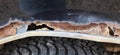 Corrosion / rust damage on vehicle caused from road salt Royalty Free Stock Photo
