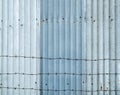 Corrugated blue zinc iron and spire